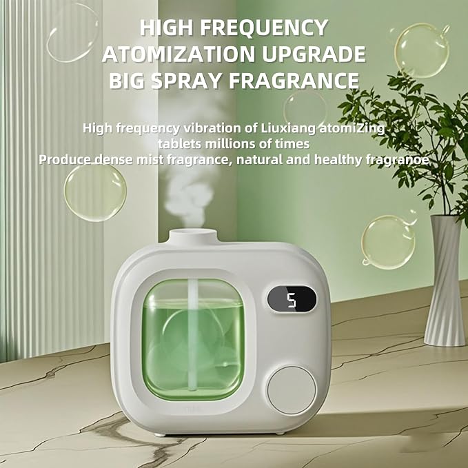 Waterless Essential Oil Diffuser - Smart Essential Oil Diffuser for Large Rooms Bathrooms Hotels and Offices Cordless 360° Aroma Diffuser with 5 Mist Levels Perfect for Home and Car