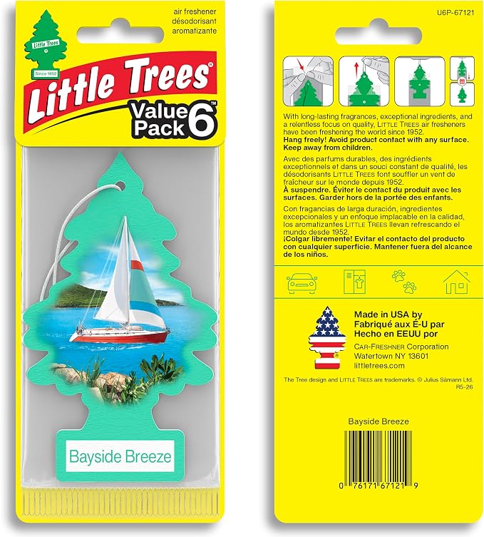 LITTLE TREES Car Air Freshener | Hanging Tree Provides Long Lasting Scent for Auto and Home | 24 Air Fresheners |Bayside Breeze