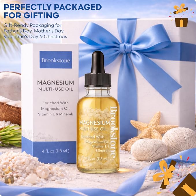 Brookstone Magnesium Multi-Use Essential Oil - Muscle Relief & Relaxation Oil - Infused with Magnesium