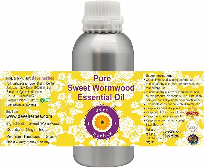 dève herbes Sweet Wormwood Essential Oil (Artemisia annua) Pure | Non-Sticky | Non-Greasy | Lightweight | Men & Women | All Skin Types | Steam Distilled 1250ml (42 oz)