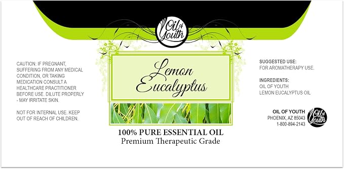 Oil of Youth Essential Oils 4oz - Lemon Eucalyptus Essential Oil - 4 Fluid Ounces - Oil of Lemon Eucalyptus