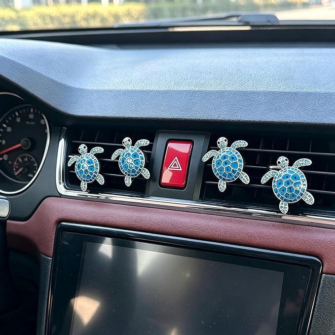 4pcs Cute Sea Turtles Car Air Vent Diffuser – Clip-On Air Freshener with Replaceable Refills, Perfect for SUV, Truck & Sedan, Adorable Car Interior Accessory & Creative Gift Idea(Blue, Ocean)