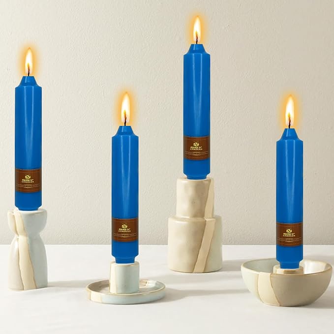 4 PCS Dark Blue Taper Candles 7 inch Short Taper Candle Unscented Candlesticks Smokeless Candle Sticks for Dinner Wedding Home Decoration Candles