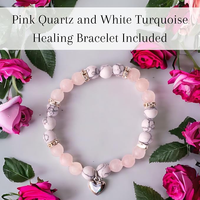 Best Mom Ever Candle & Bracelet Gift Set – Mothers Day Candle Gift for Mom from Daughter Son Kids Husband, Pink Quartz Healing Bracelet, 9oz Lavender & Sage Soy Wax, 50 Hour Burn, Birthday
