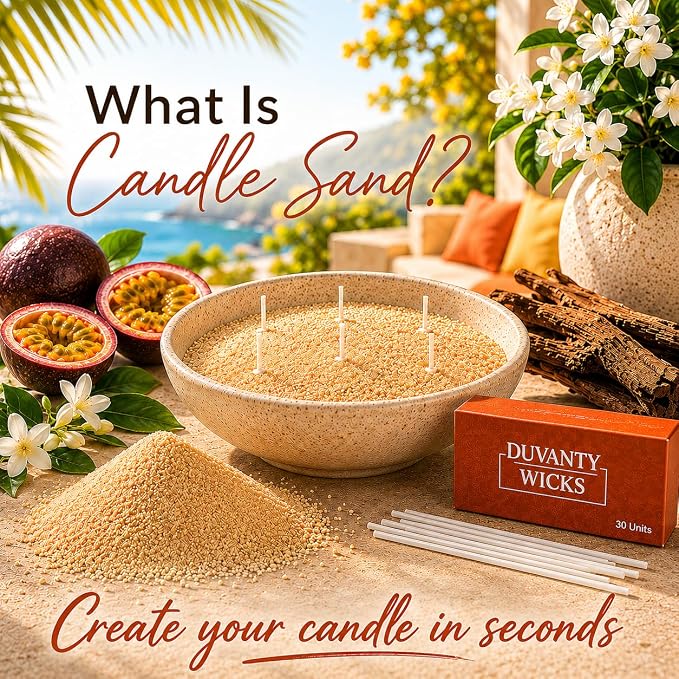 Mood & Vibe Pearled Candle Sand with Wicks – Passionfruit & Jasmine Scented Candle for Vibrant Home Ambiance, Decorative Wax Beads & Social Gatherings, 17.6 oz.