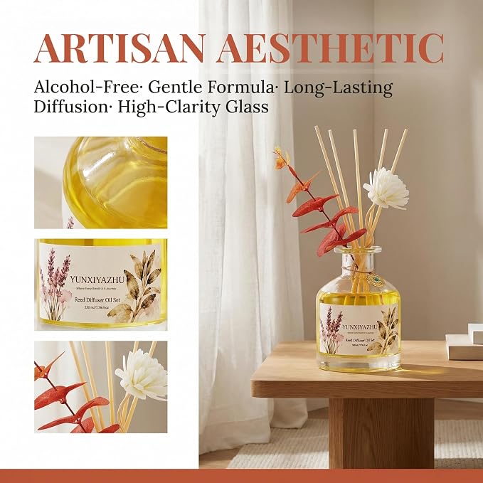 Reed Diffuser, Gardenia,7.78 fl oz, Oil-Based Home Diffuser with Long-Lasting Luxury Fragrance, Elegant Decorative Glass Bottle & Aroma Sticks,Perfect for Living Rooms, Bedrooms,Bathrooms