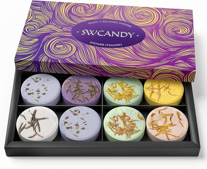 Shower Steamers Aromatherapy Birthday Gifts for Women - SWCANDY 8 Pcs Travel Essentials, Hotel Shower Spa Holidays Mom Wife Grandma Sister Her Self Care Relaxation with Natural Essential Oils Home