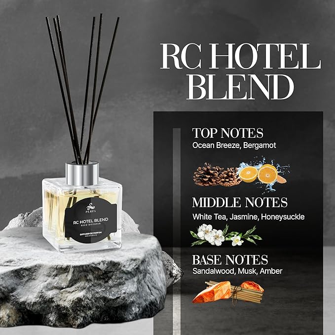 Reed Diffuser Set 100ml - Inspired by Luxury Hotel Diffuser Oil - Bathroom Decor Long Lasting Scent - Home Decor for Shelf, Bedroom, Living Room, and Workspace - Ritze Karlten Inspired Scent by Perfa