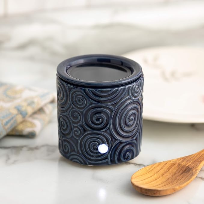Blue Swirl Ceramic Candle Warmer Electric with Safety Timer | Automatic Plug in Fragrance Warmer for Scented Wax Melts, Cubes, Tarts | Air Freshener Set for Home Décor, Office, and Gifts