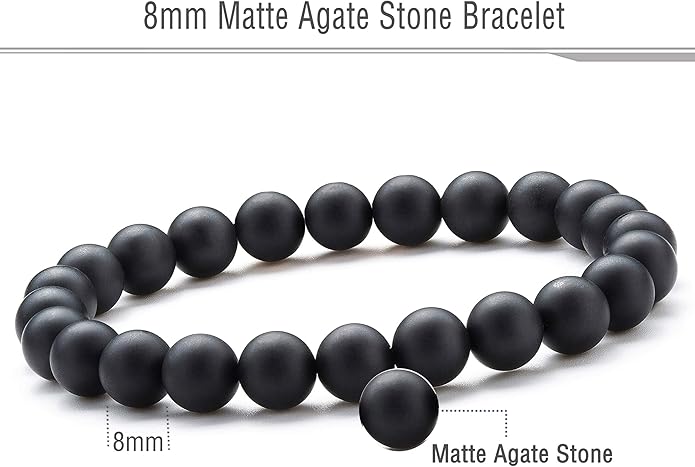 Men Women 8mm Natural Stone Lava Rock Diffuser Bracelet Elastic Yoga Agate Beads Bracelet Bangle