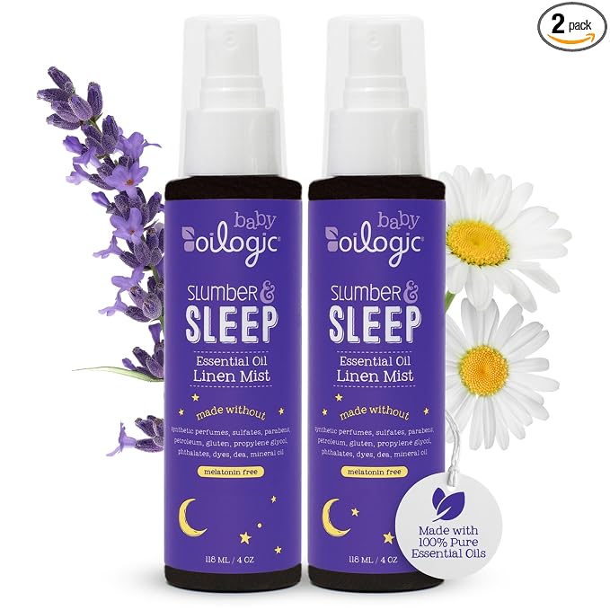 Oilogic Slumber & Sleep Spray for Babies & Toddlers - Aromatherapy Linen Spray with 100% Pure Essential Oils Sleep, Comfort, & Wellness Blends - Pediatrician-Tested Baby Essentials for Bedtime, 2-Pack
