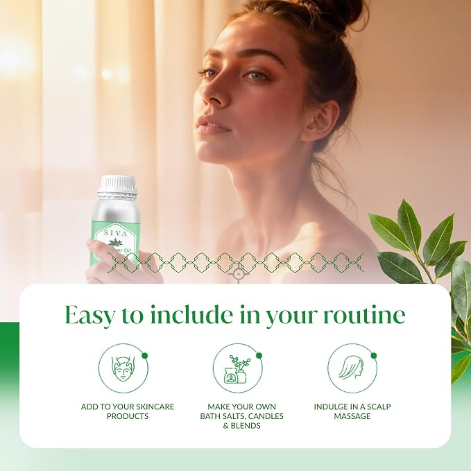 Siva Camphor Essential Oil - 16 Fl Oz – 100% Natural Camphor Oil - for Diffuser, Face, Skin Care, Aromatherapy, Hair Care, Scalp and Body Massage