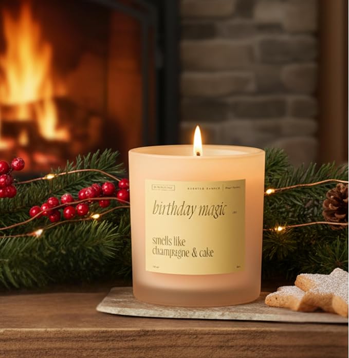 Benevolence LA Birthday Magic Scented Candles | 10 oz, 40-50 Hour Burn | Gifts for Women | Celebration Candle for Best Friend, Mom | Unique Womens Birthday Gift - Smells Like Champagne & Cake