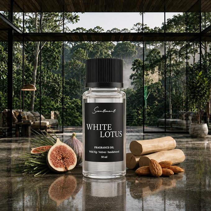 Scentiment White Lotus Diffuser Oil - Premium Hotel Scent with Notes of of Wild Fig, Vetiver, Almond & Sandalwood Home Scent, Hotel Fragrance Oil Diffuser Refill - 1.69 fl oz (50 mL)