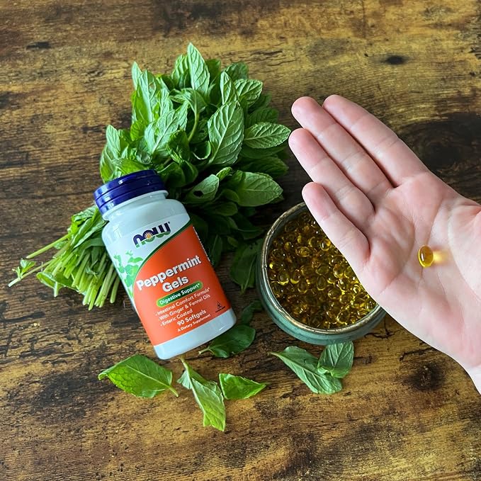 NOW Foods Supplements, Peppermint Gels with Ginger & Fennel Oils, Enteric Coated, Digestive Support*, 90 Softgels, (Pack of 2)