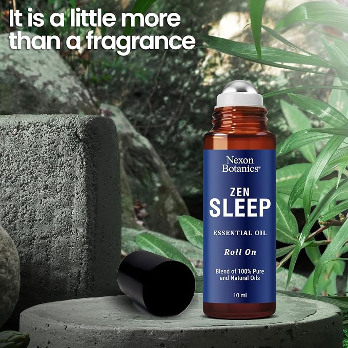 Zen Sleep Essential Oil Roll-On 10 ml - Calming Blend for Serenity & Deep Sleep with Lavender, Rosemary - Easy-to-Use Roller Ball - Nexon Botanics