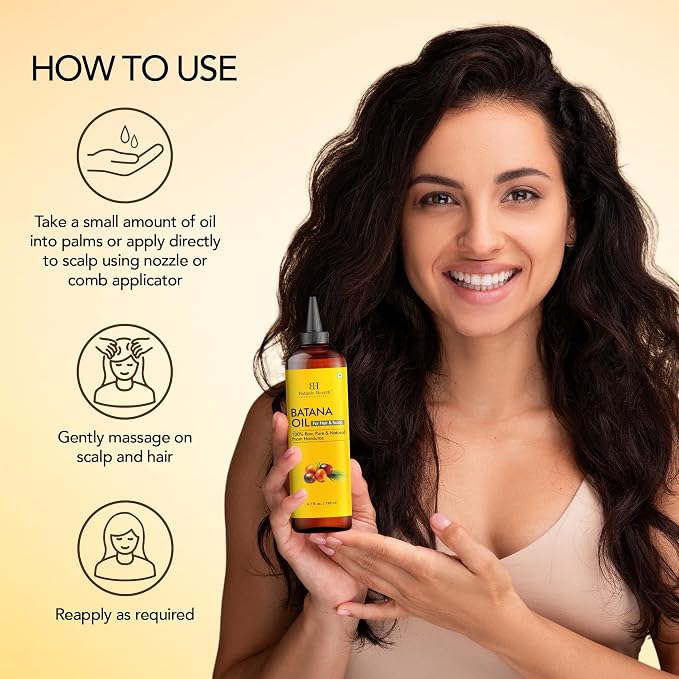 Botanic Hearth Batana Oil for Hair Growth & Hair Treatment Oils 6.7 Fl Oz | Dr Sebi Inspired, 100% Raw & Pure Batana Oil | Scalp & Hair Treatment for Thickness & Strength | All Hair Types