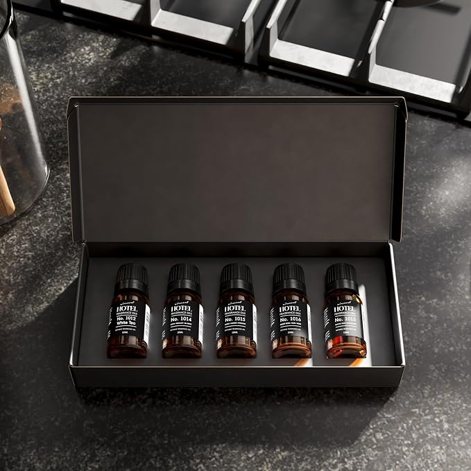 AirScent Hotel Diffuser Oil Gift Set - 5-Star Hotel Scents - 10 mL, 0.34 fl oz Fragrance Oil Set - Inspired By The Fairmont, The White Tea Hotel Scent and Other 5-Star Hotel Blends