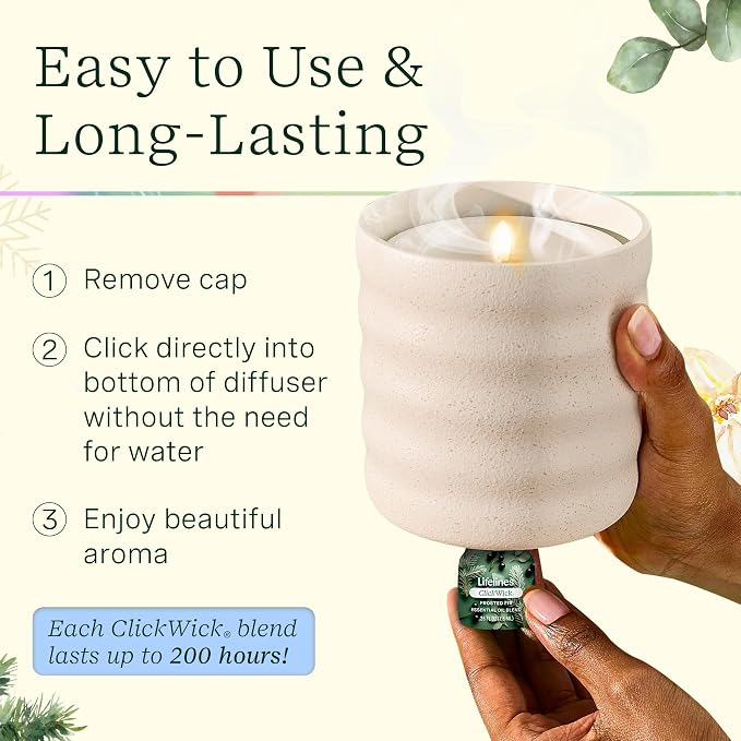 Lifelines ClickWick Essential Oil Blends for Lifelines Diffusers, 3-Pack Frosted Fir Set – Essential Oil Blend Refill for Candle, Plant & Shower Aromatherapy Diffuser – Fragrance for Diffusers
