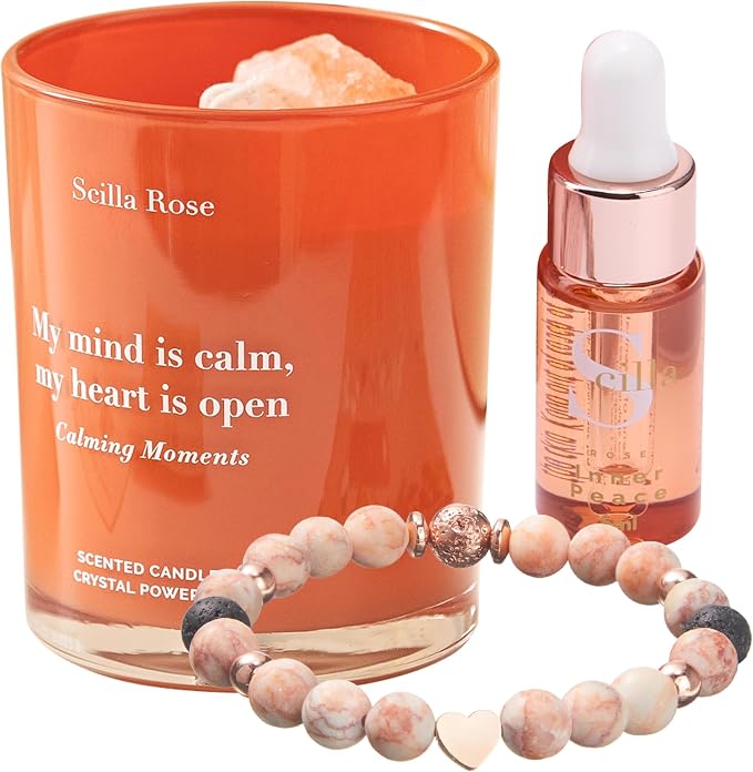 for Mom – Aromatherapy Bracelet & Crystal Candle Set, Luxury Relaxation Pamper Gift Box from Daughter, Son or Husband
