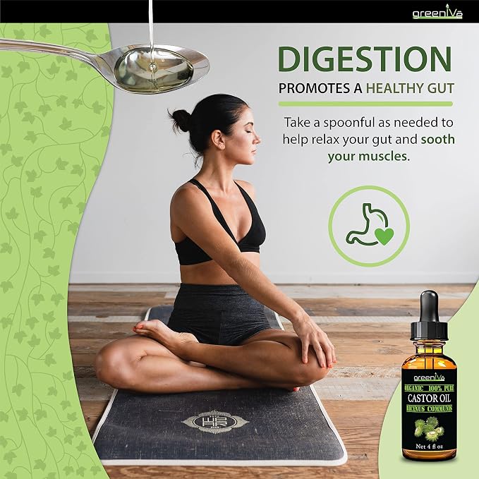 GreenIVe 100% Pure Castor Oil – Cold-Pressed, Hexane-Free – Hair, Eyebrows, Eyelashes, Skin Moisturizer, Castor Pack Wrap Oil Bulk Bottle (1 Gallon) | Cold-Pressed, USP Grade, Hair, Eyebrows, Eyelashes, Skin Moisturizer, Castor Pack Wrap Oil Bulk Bottle