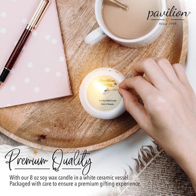 Pavilion Gift Company - 8 Oz Candle Holder - White Ceramic Candle Jar with 100% Soy Wax Candle Serenity Scent "Make a wish Happy 30th" Ideal Gift for Loved Ones - Printed Text, Love Theme & Oval Shape