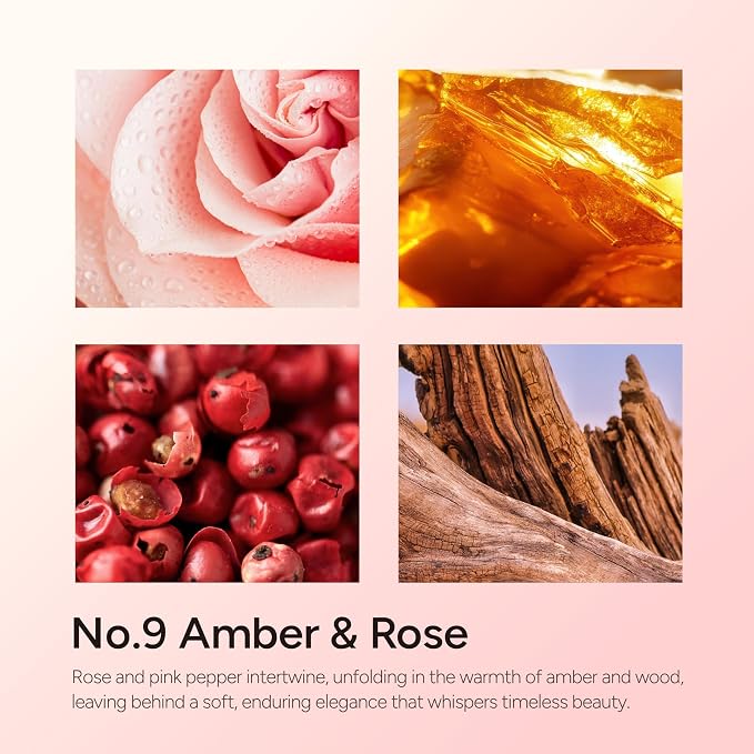 LUMELOOM Amber & Rose Luxury Scented Candles, 9oz Soy Wax Candles for Home Scented, Rose, Wood, Amber Scent, Long Burning Time, Gifts for Women, Friends, Men, Sister, Mom, Teacher