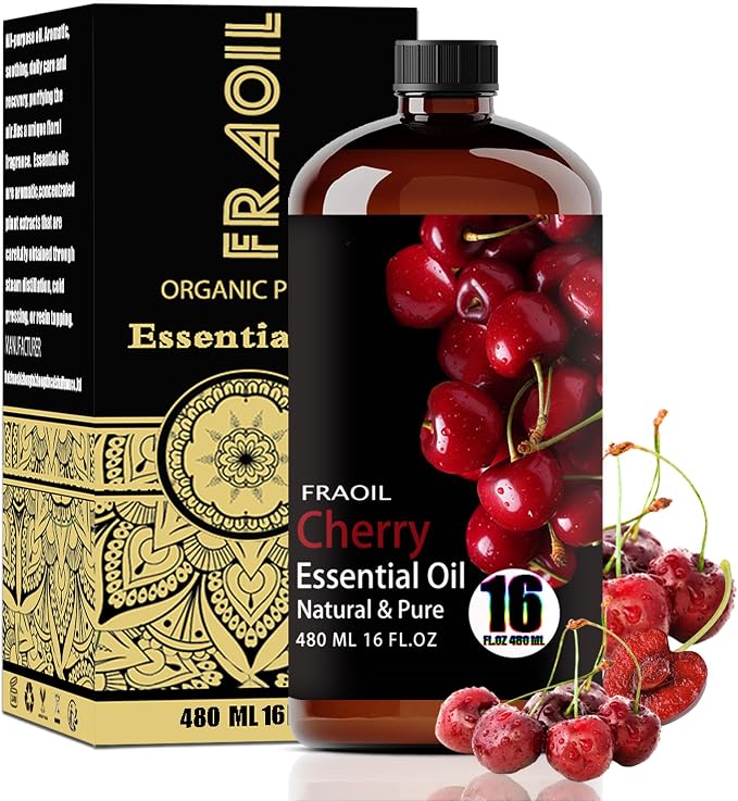 Cherry Essential Oil, Cherry Oil 16 Fl Oz 480 ML for Diffuser Humidifier Yoga Cleaning DIY Candle Soap Making Perfume Gift for Women Essential Oils FRAOIL (Cherry 16 Fl Oz (Pack of 1))