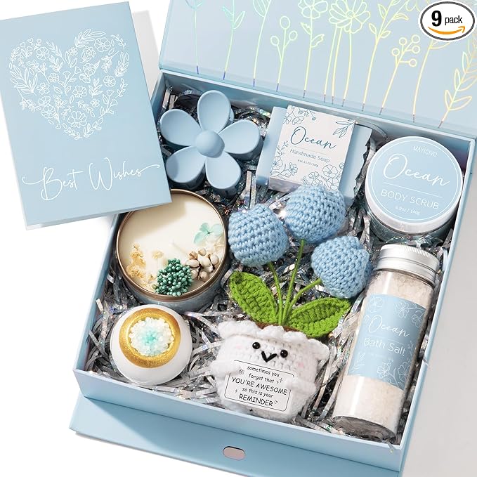 Spa Gifts for Women Bath Gift Set, Ocean Relaxing Spa Gift Baskets Home Bath Set Self Care Kit Care Package Thank You Mothers Day Birthday Easter Gifts for Women Her Mom Friends Sister Teen Girls Wife