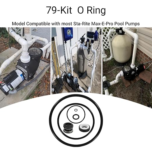 O-Ring Repair Rebuild Kit 79 Fit for StaRite Max-E-Pro Pool Pump – Complete 6-in-1 Seal Kit Includes Lid, Clamp, Diffuser, Plug, Screw O-Rings & PS-201 Shaft Seal