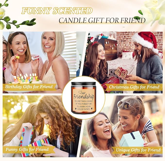 Funny Gifts for Friends,Gifts for Best Friend Women Men,Christmas Gifts for Friends,Funny Birthday Gifts for Friend,Friendship Gifts for Women Candles Gift (Friendship)