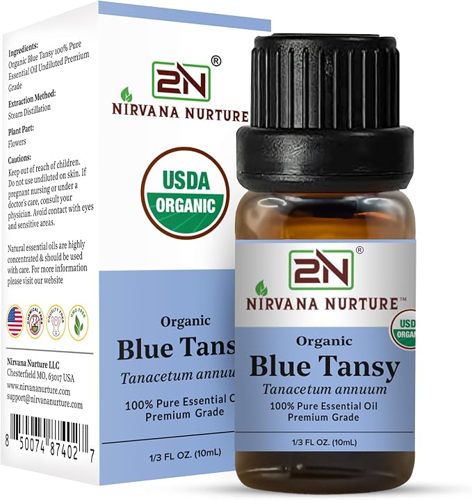 Blue Tansy Essential Oil, USDA Certified Organic, 100% Pure Undiluted, Aromatherapy Oil for Diffuser, Hair & Skin Care