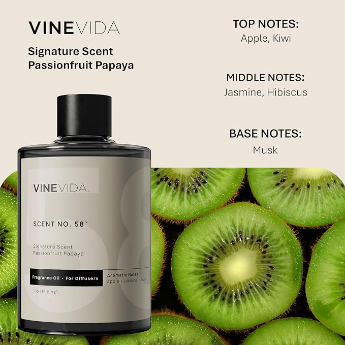 VINEVIDA [16 Fl Oz] Passionfruit Papaya Fragrance Oil for Cold Air Diffusers, Essential Oils for Diffuser Oil Refill & Air Freshener Room Spray