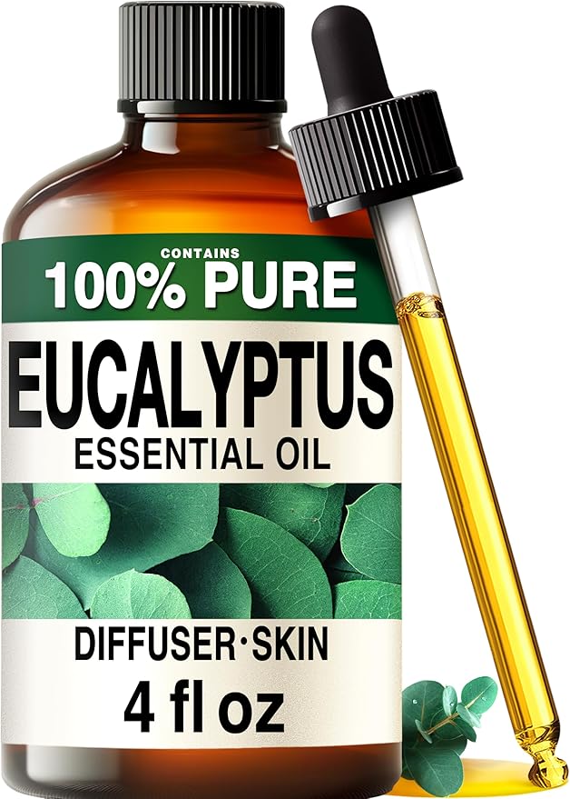 100% Pure Eucalyptus Oil - 4 Fl Oz Eucalyptus Essential Oil for Hair, Skin, Diffuser, Aromatherapy & DIY Soap Making Scent