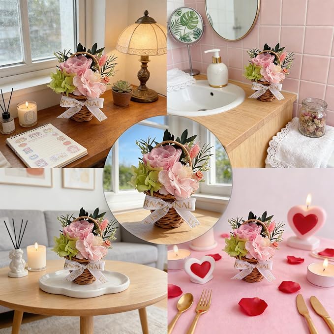 Small Bouquet Car Air Freshener Vent Clips Mini Fresh Flower Bouquet Air Conditioning Outlet Perfume Clip Decoration Essential Oil Diffuser Vent Clip Auto Interior Accessories for Car Decor