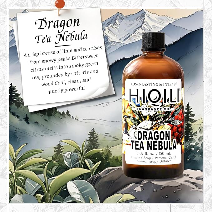 HIQILI Dragon Tea Nebula Fragrance Oil for Candle & Perfume Making, Hotel Scents for Essential Oil Diffuser, Room Spray, Thé Yulong - 5.07 Fl Oz