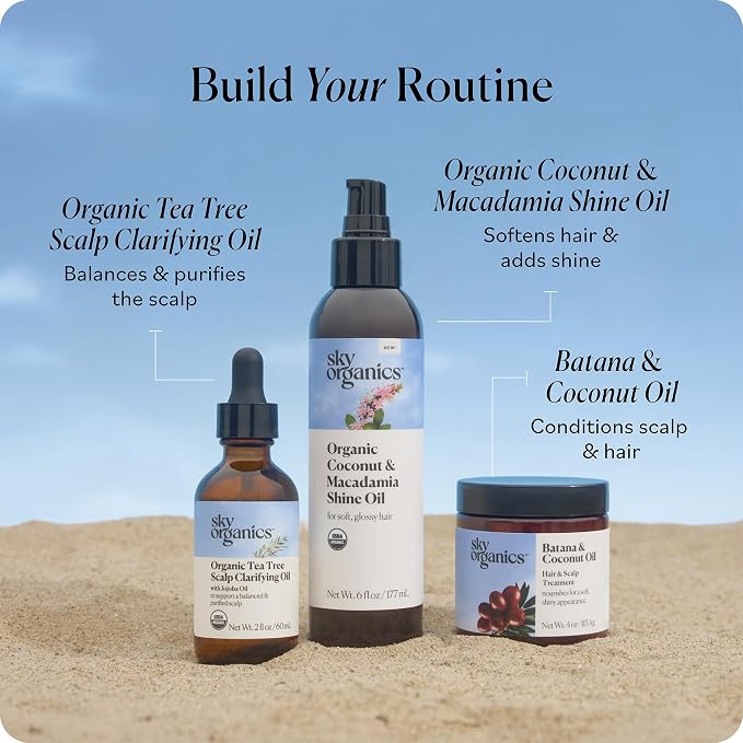 Sky Organics - Organic Tea Tree Scalp Clarifying Oil (2 fl oz/60 mL) Balanced & Purified Hair Oil for Scalp Dryness & Itchiness - Tea Tree, Jojoba, Peppermint - Vegan, Cruelty Free, DIY eBook included