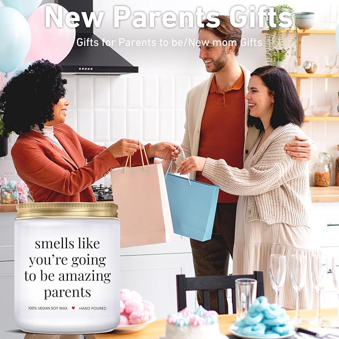 New Parents Gifts for Couples, New Mom & Dad - Funny Christmas, Pregnancy, Gender Reveal Gifts for Parents to Be, Expecting Mom, Lavender Scented Candle
