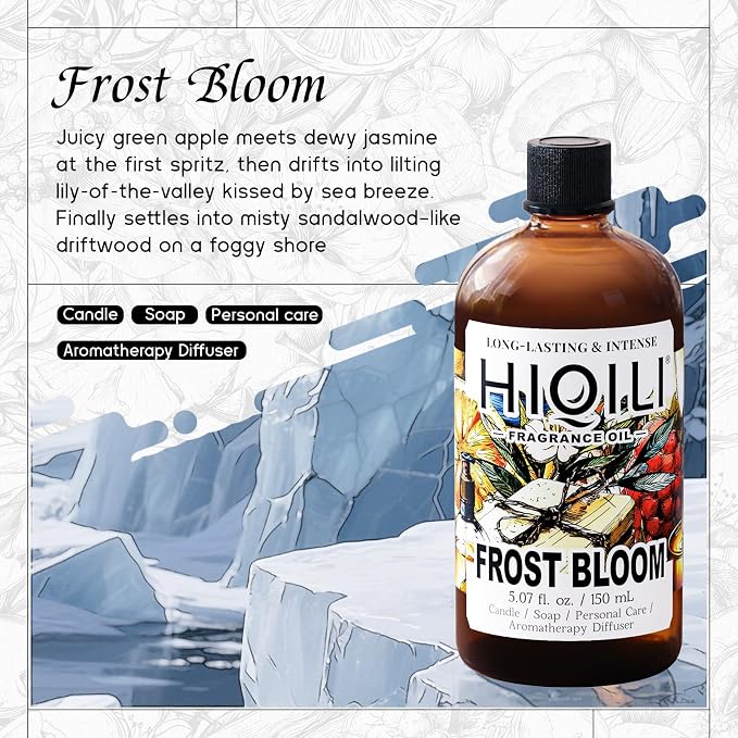 HIQILI Frost Bloom Fragrance Oil, Ocean & Lily of the Valley Scents, for Diffusers, Candles, Soap, Perfume & Hair Mist Making, Long Lasting - 5.07 Fl Oz