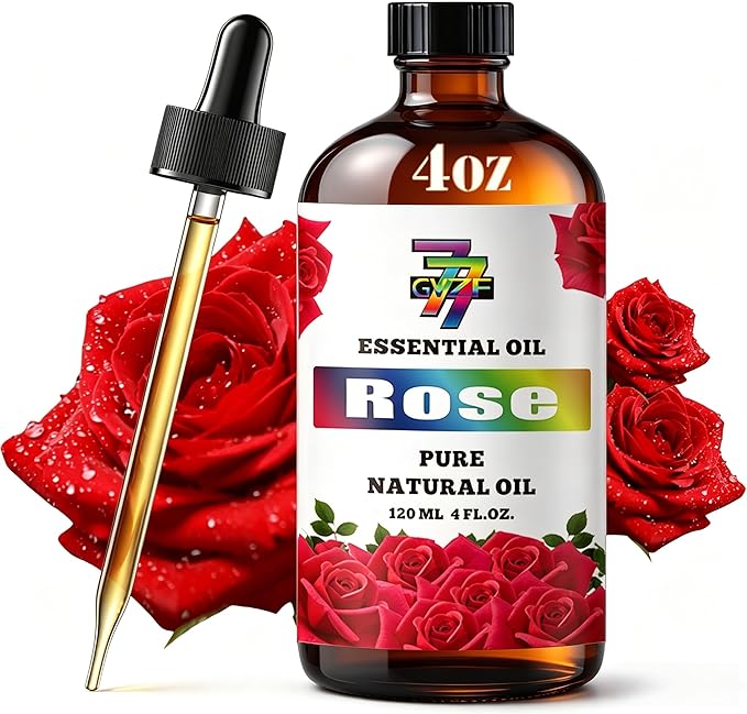 Rose Essential Oil, Rose Oils, 4 fl oz, for Diffuser, DIY Candles, Soap, Humidifier, Bath, Gift, Rose Fragrance Oil, GV77ZF Essential Oils