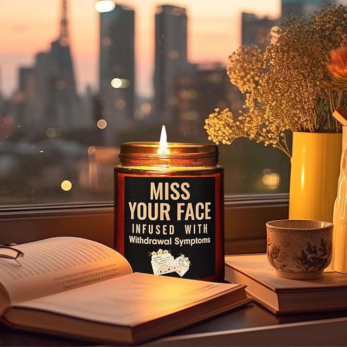 Funny Friend Gifts for Women Men - Miss Your Face Candle for Her Him - Fun Birthday, Friendship, Relaxing Gift - Tropical Coconut Soy Candle for Home - Gift for Sister Bestie BFF Girlfriend