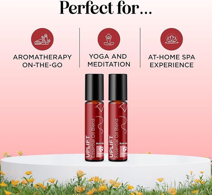 Uplift Essential Oil Roll On - Aromatherapy Essential Oil Roller with Lavender and Citrus Calming Essential Oils - Happy and Relaxing Essential Oil Blend with Orange Lemon & Grapefruit (2 Pack)