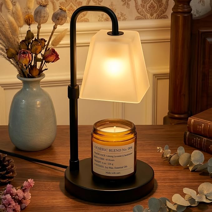 JIMEI Candle Warmer Lamp with Timer Electric Wax Warmer for Scented Wax Melt Warmer Light Melter for Jar Candles Dimmable Adjustable Height Gifts for Women Mom House Warming Frossted Glass Black