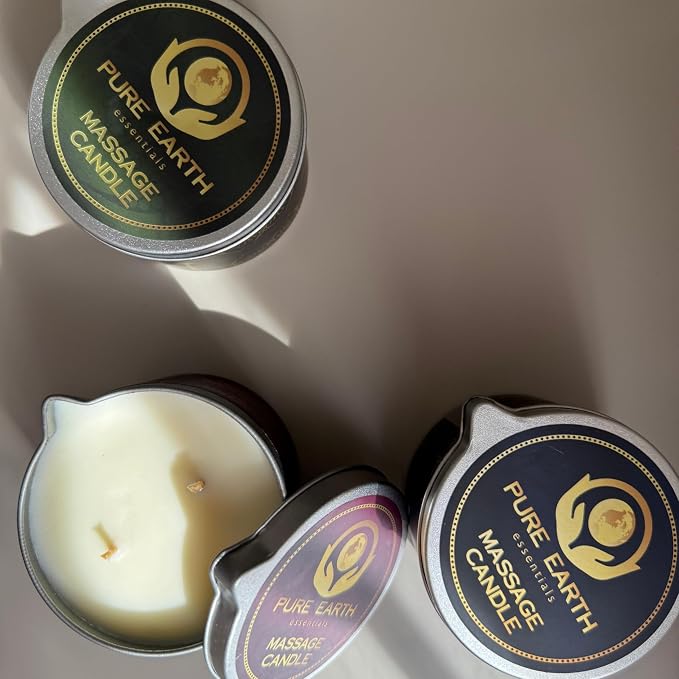 Muscle Relaxing Massage Oil Candle - Scented Massage Oil Candles for Relaxation and Home Spa (160 Grams or 6 oz.) - with Grapefruit, Rosemary, Black Pepper - by PURE EARTH essentials