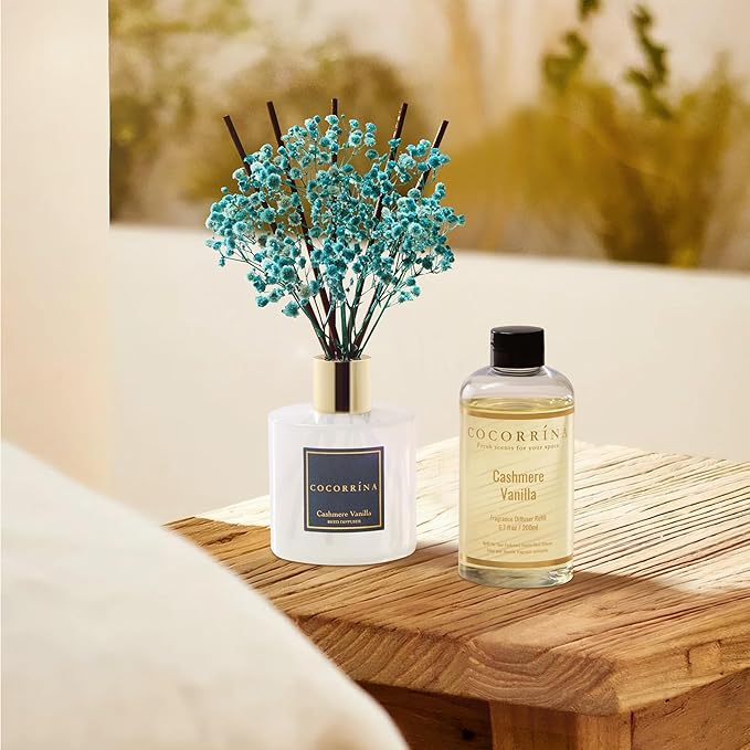 COCORRÍNA Reed Diffuser Refill - Cashmere Vanilla 6.7 Fl.oz Reed Diffuser Refill with 8 Sticks