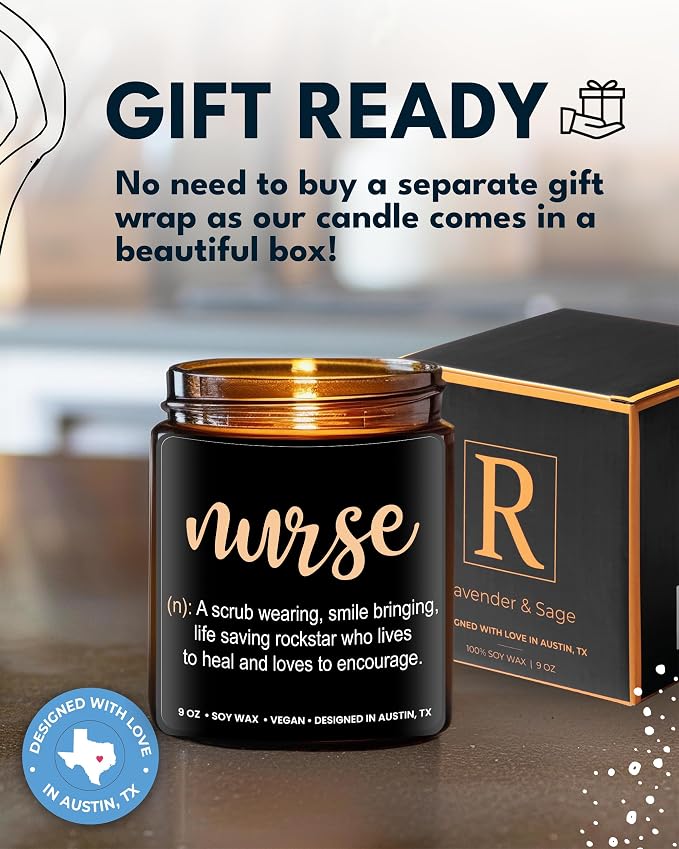 Nurse Candle, Nurse Gifts for Women & Men, Nurses Week Gifts, Graduation Present for RN Men, Thoughtful Presents for Nursing Practitioner, Nursing Practitioner Presents for Women, RN Birthday Gift