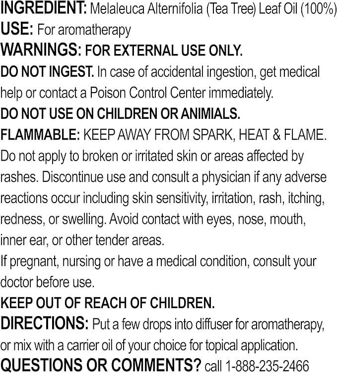 A+Health Tea Tree Essential Oil 100% Pure 2 fl oz Melaleuca Alternifolia | Undiluted Melaleuca Alternifolia Essential Oil, Made in USA, Glass Bottle for Purity
