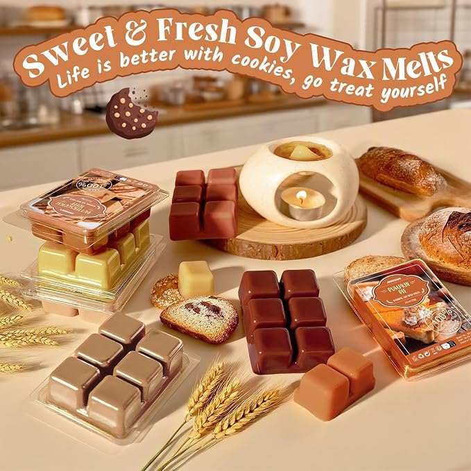 ARVIDSSON Scented Wax Melts, Bakery Soy Wax Melts Cubes for Wax Warmer, Fall Scented Wax Melts, Strong Scent Autumn Fragrance Wax Tarts - Pumpkin Pie, Apple Cinnamon, Vanilla Cupcake and More