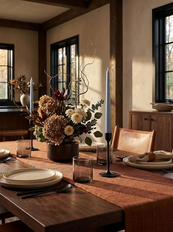 10" Classic Taper Candles, Dusty Blue, 6-Pack, 7-8 Hours Long Burning, Unscented Tall Candlesticks