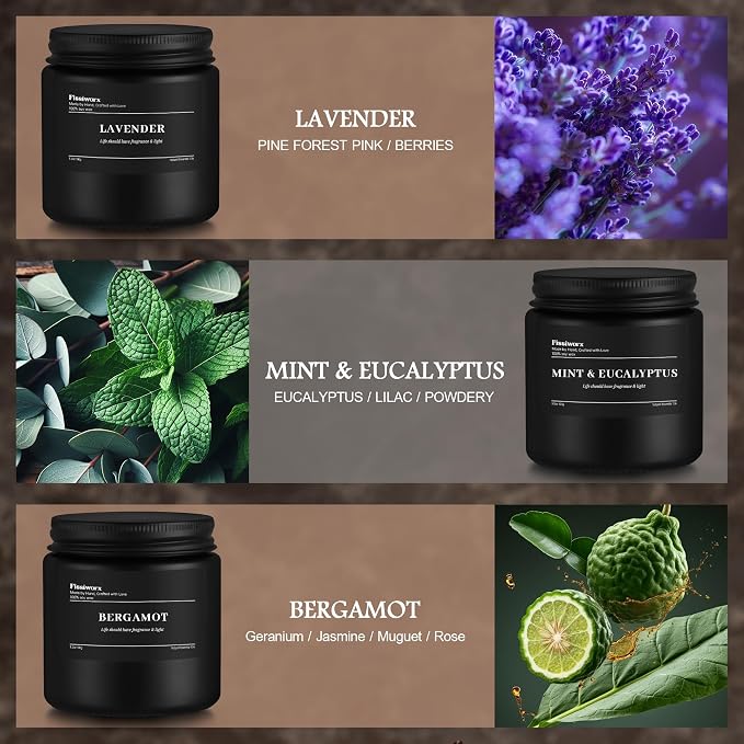 9 Pack Scented Candles Set Gifts for Men, Aromatherapy Candle Set with Scents （Lavender/Lemongrass &Eucalyptus/Bergamot）- Gift for Dad, Boyfriend, Birthday, Father’s Day, Anniversary